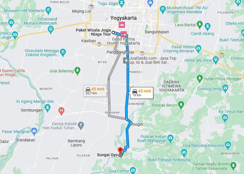 rute rafting sungai oyo