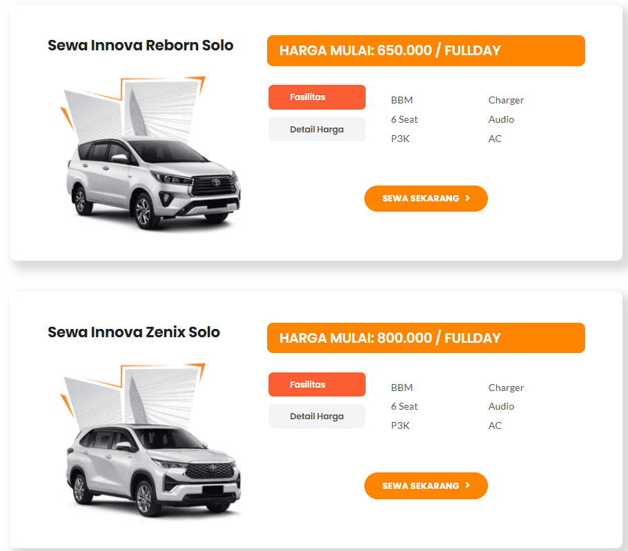 sewa mobil Innova Solo